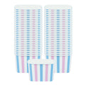 Coppetta 12 oz Square Pink And Blue Stripe Paper To Go Cup - 4 1/4" x 3 1/4" x 2 3/4" - 200 count box