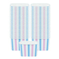 Coppetta 12 oz Square Pink And Blue Stripe Paper To Go Cup - 4 1/4" x 3 1/4" x 2 3/4" - 50 count box