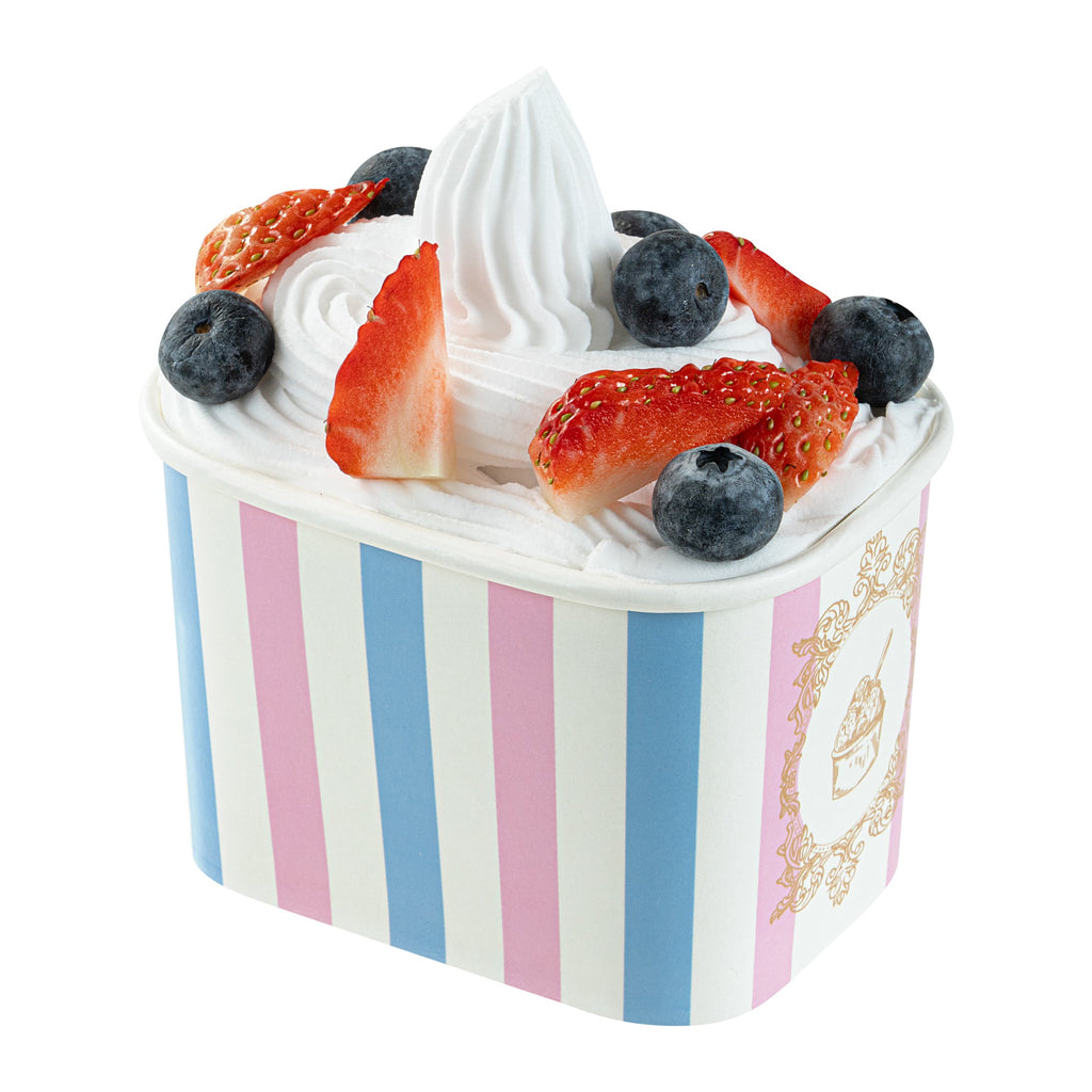Coppetta 12 oz Square Pink And Blue Stripe Paper To Go Cup - 4 1/4" x 3 1/4" x 2 3/4" - 200 count box