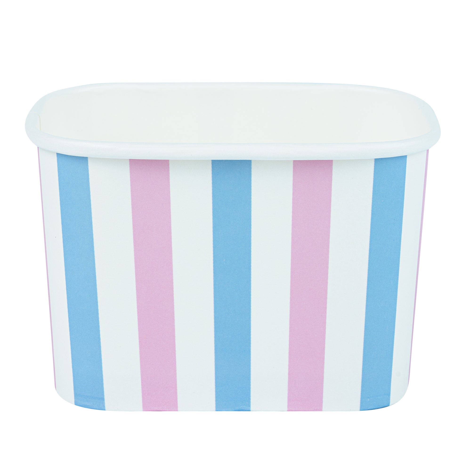 Coppetta 12 oz Square Pink And Blue Stripe Paper To Go Cup - 4 1/4" x 3 1/4" x 2 3/4" - 200 count box