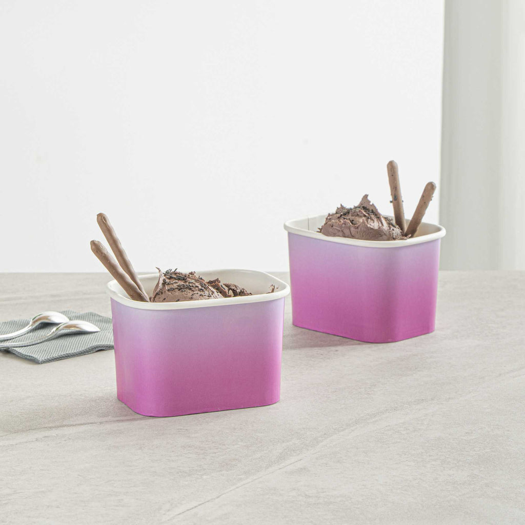 Coppetta 12 oz Square Purple And Blue Ombre Paper To Go Cup - 4 1/4" x 3 1/4" x 2 3/4" - 50 count box
