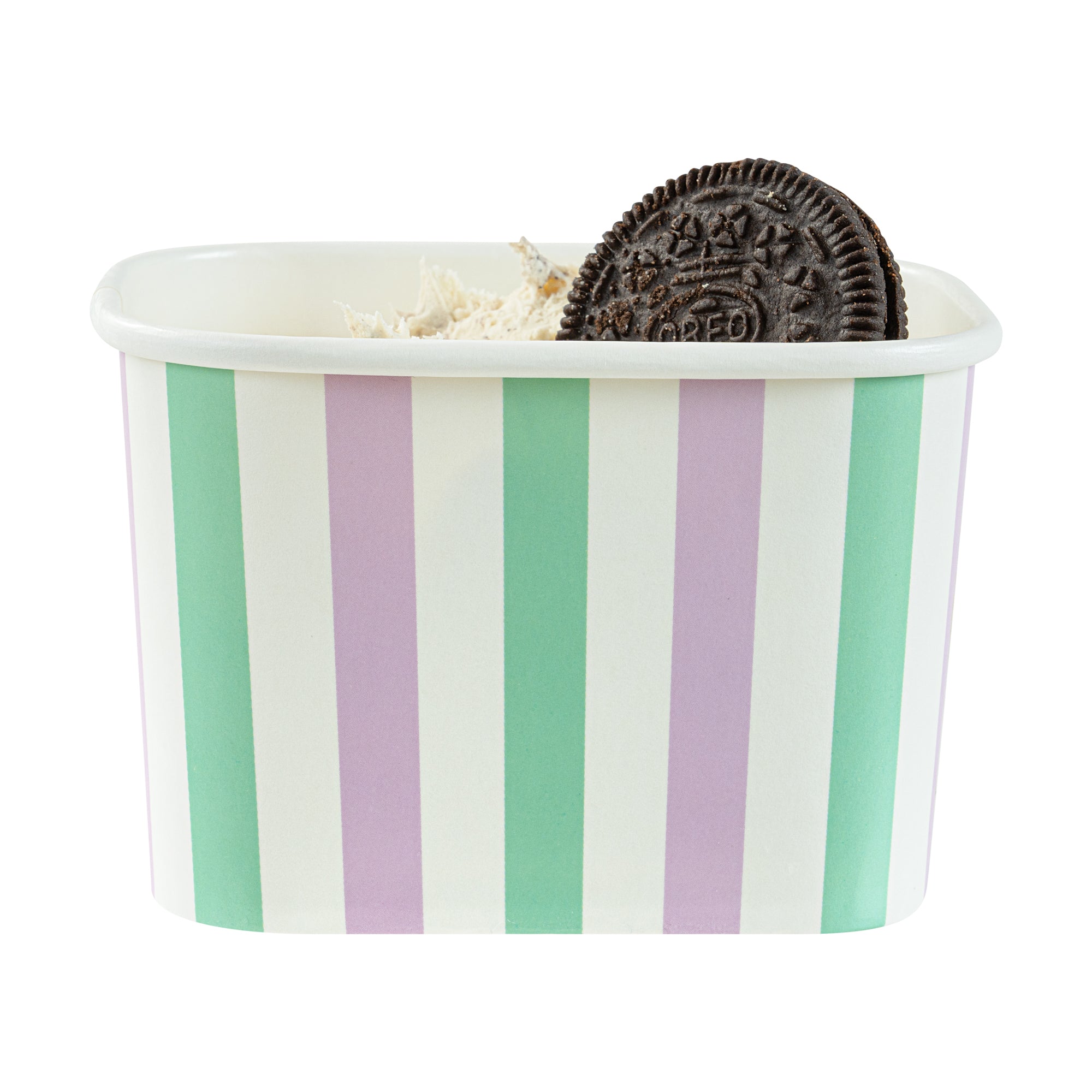 Coppetta 12 oz Square Purple And Blue Stripe Paper To Go Cup - 4 1/4" x 3 1/4" x 2 3/4" - 200 count box