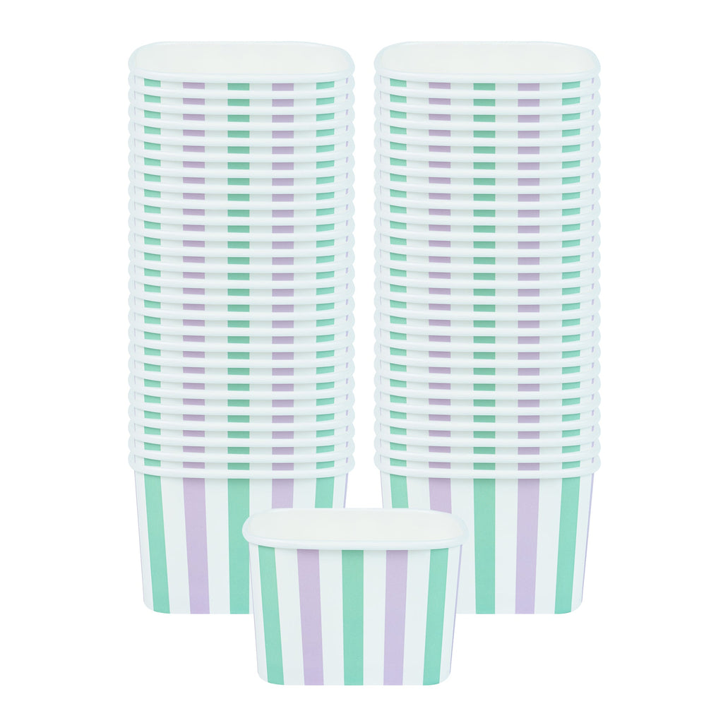 Coppetta 12 oz Square Purple And Blue Stripe Paper To Go Cup - 4 1/4" x 3 1/4" x 2 3/4" - 200 count box