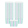 Coppetta 12 oz Square Purple And Blue Stripe Paper To Go Cup - 4 1/4" x 3 1/4" x 2 3/4" - 50 count box