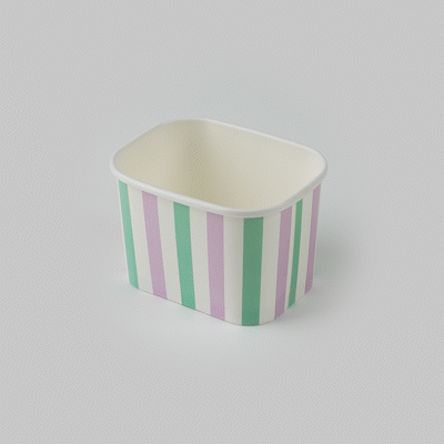 Coppetta 12 oz Square Purple And Blue Stripe Paper To Go Cup - 4 1/4" x 3 1/4" x 2 3/4" - 50 count box
