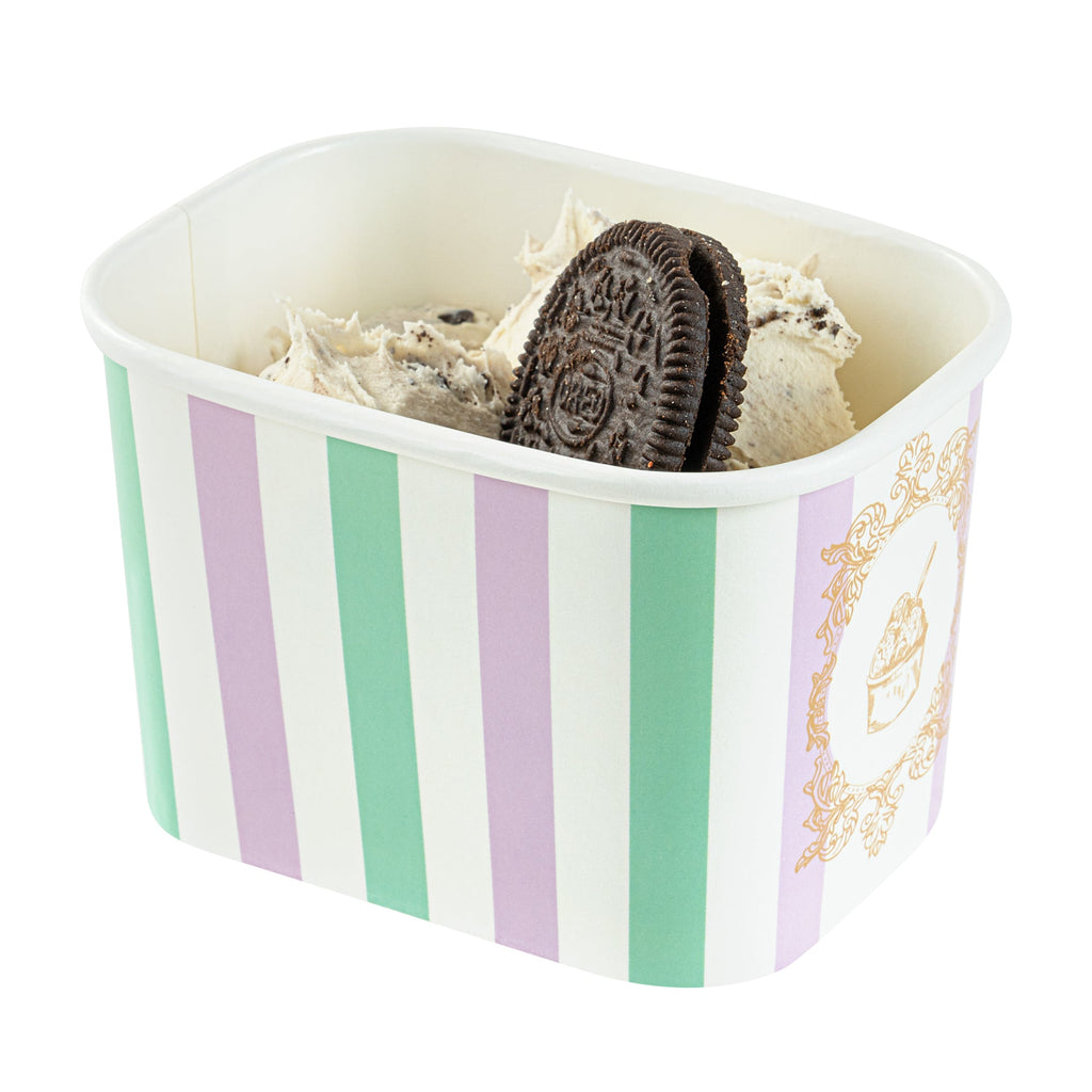 Coppetta 12 oz Square Purple And Blue Stripe Paper To Go Cup - 4 1/4" x 3 1/4" x 2 3/4" - 200 count box