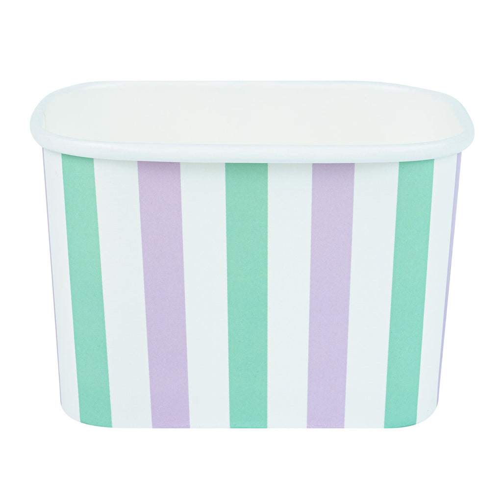 Coppetta 12 oz Square Purple And Blue Stripe Paper To Go Cup - 4 1/4" x 3 1/4" x 2 3/4" - 200 count box