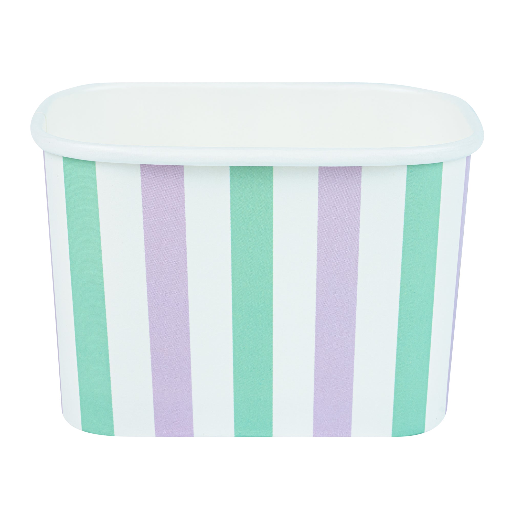 Coppetta 12 oz Square Purple And Blue Stripe Paper To Go Cup - 4 1/4" x 3 1/4" x 2 3/4" - 200 count box
