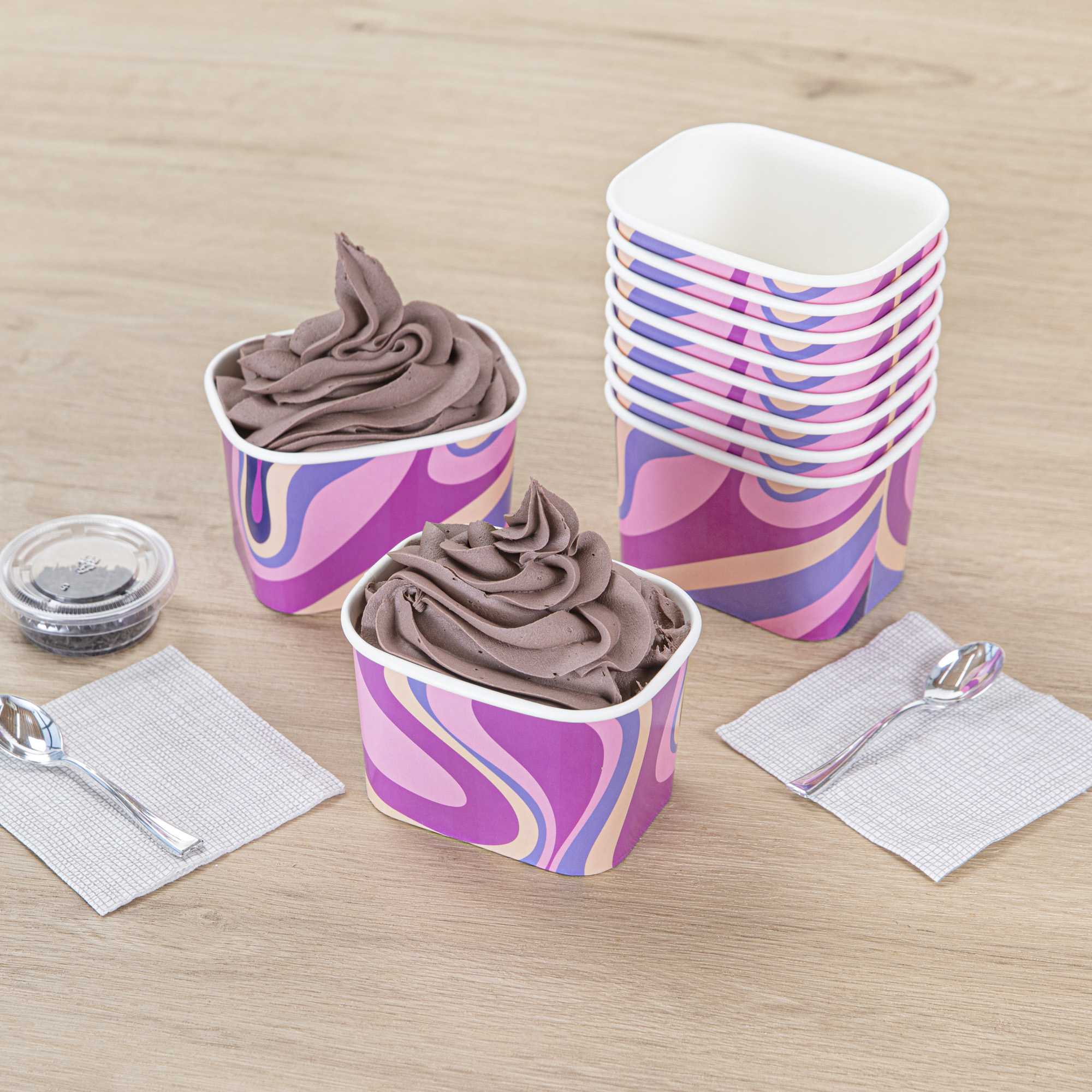 Coppetta 12 oz Square Midnight Groove Paper To Go Cup - 4 1/4" x 3 1/4" x 2 3/4" - 50 count box