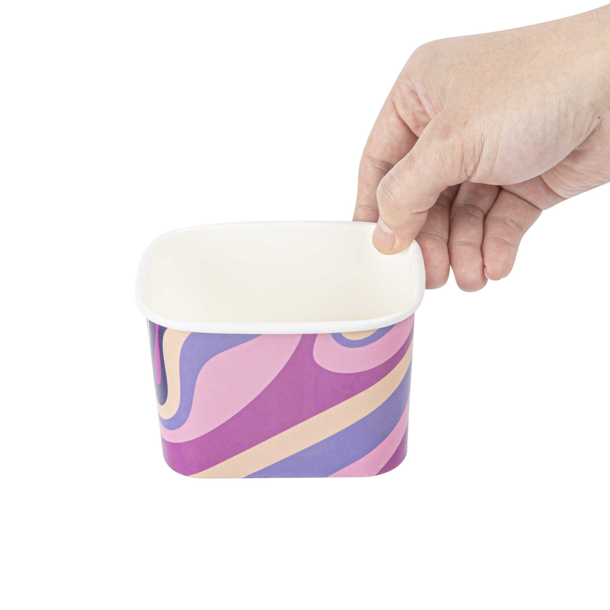 Coppetta 12 oz Square Midnight Groove Paper To Go Cup - 4 1/4" x 3 1/4" x 2 3/4" - 50 count box