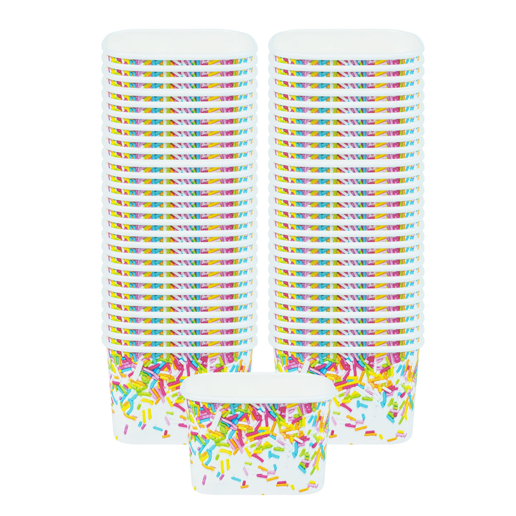Coppetta 12 oz Square Paper To Go Cup - with Party Sprinkles - 4 1/4" x 3 1/4" x 2 3/4" - 200 count box