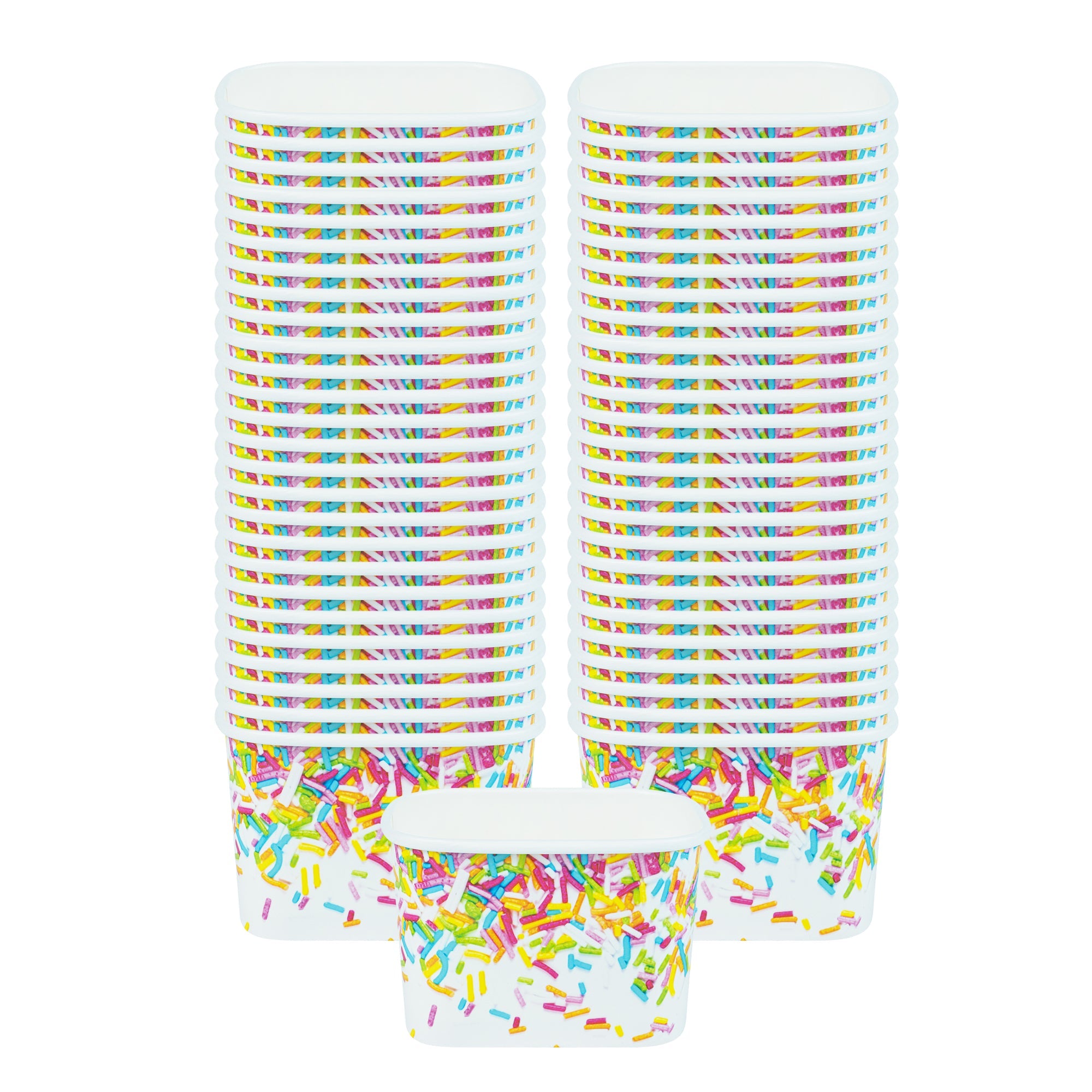 Coppetta 12 oz Square Paper To Go Cup - with Party Sprinkles - 4 1/4" x 3 1/4" x 2 3/4" - 200 count box