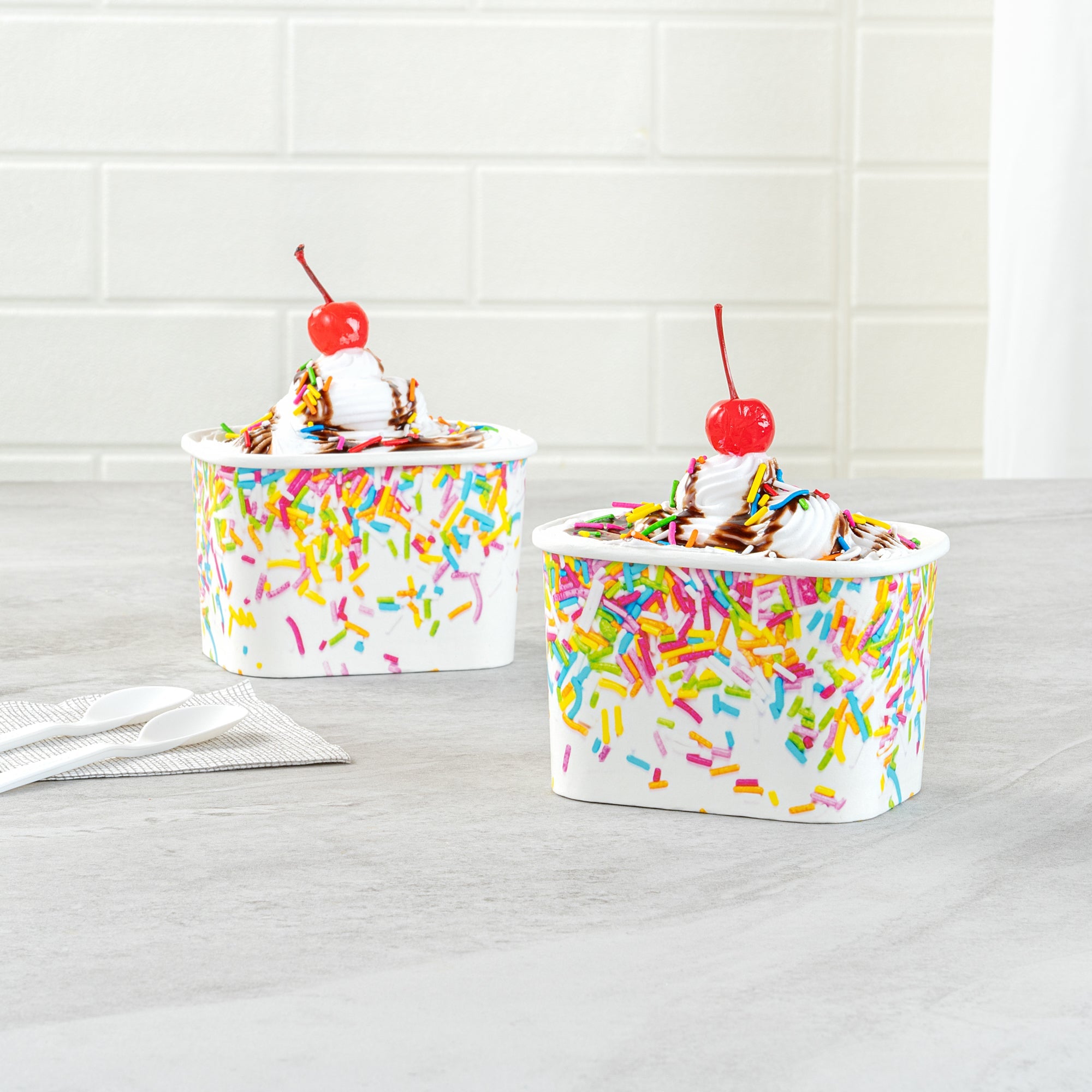 Coppetta 12 oz Square Paper To Go Cup - with Party Sprinkles - 4 1/4" x 3 1/4" x 2 3/4" - 200 count box