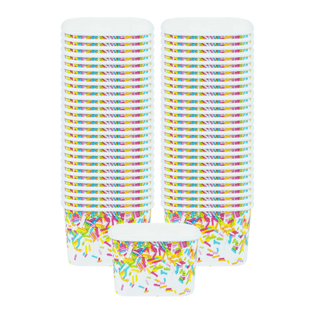 Coppetta 12 oz Square Paper To Go Cup - with Party Sprinkles - 4 1/4" x 3 1/4" x 2 3/4" - 50 count box