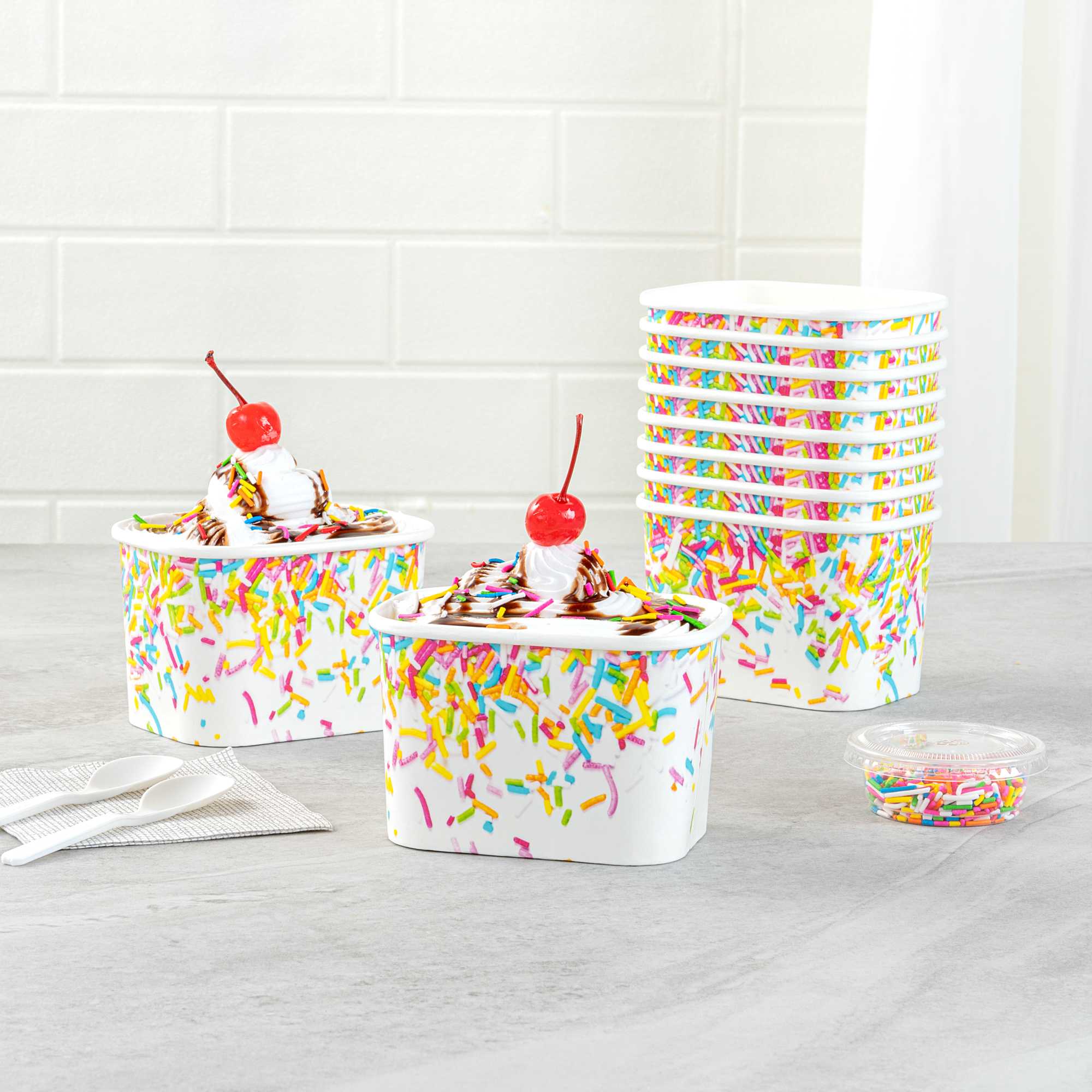 Coppetta 12 oz Square Paper To Go Cup - with Party Sprinkles - 4 1/4" x 3 1/4" x 2 3/4" - 50 count box