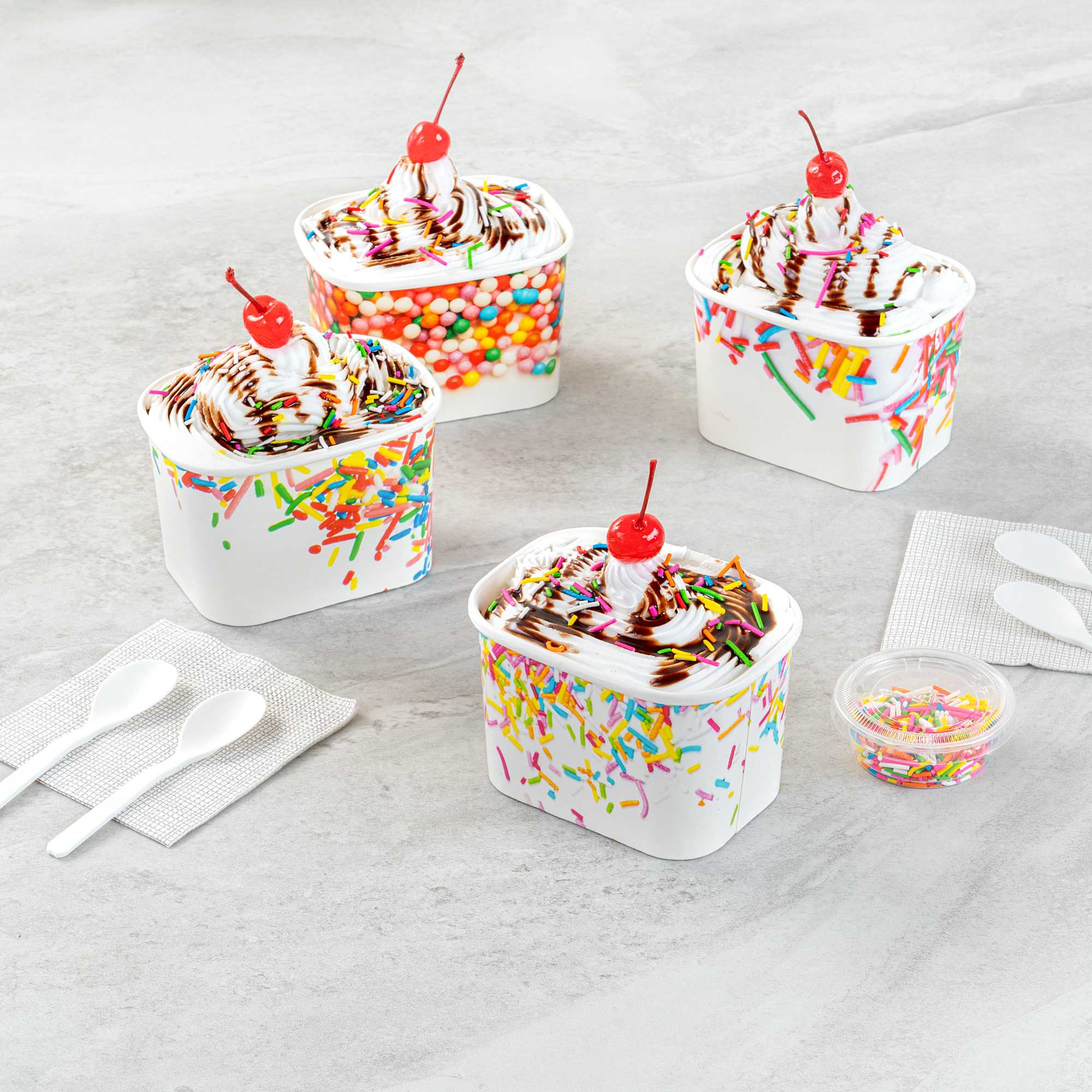 Coppetta 12 oz Square Paper To Go Cup - with Party Sprinkles - 4 1/4" x 3 1/4" x 2 3/4" - 50 count box