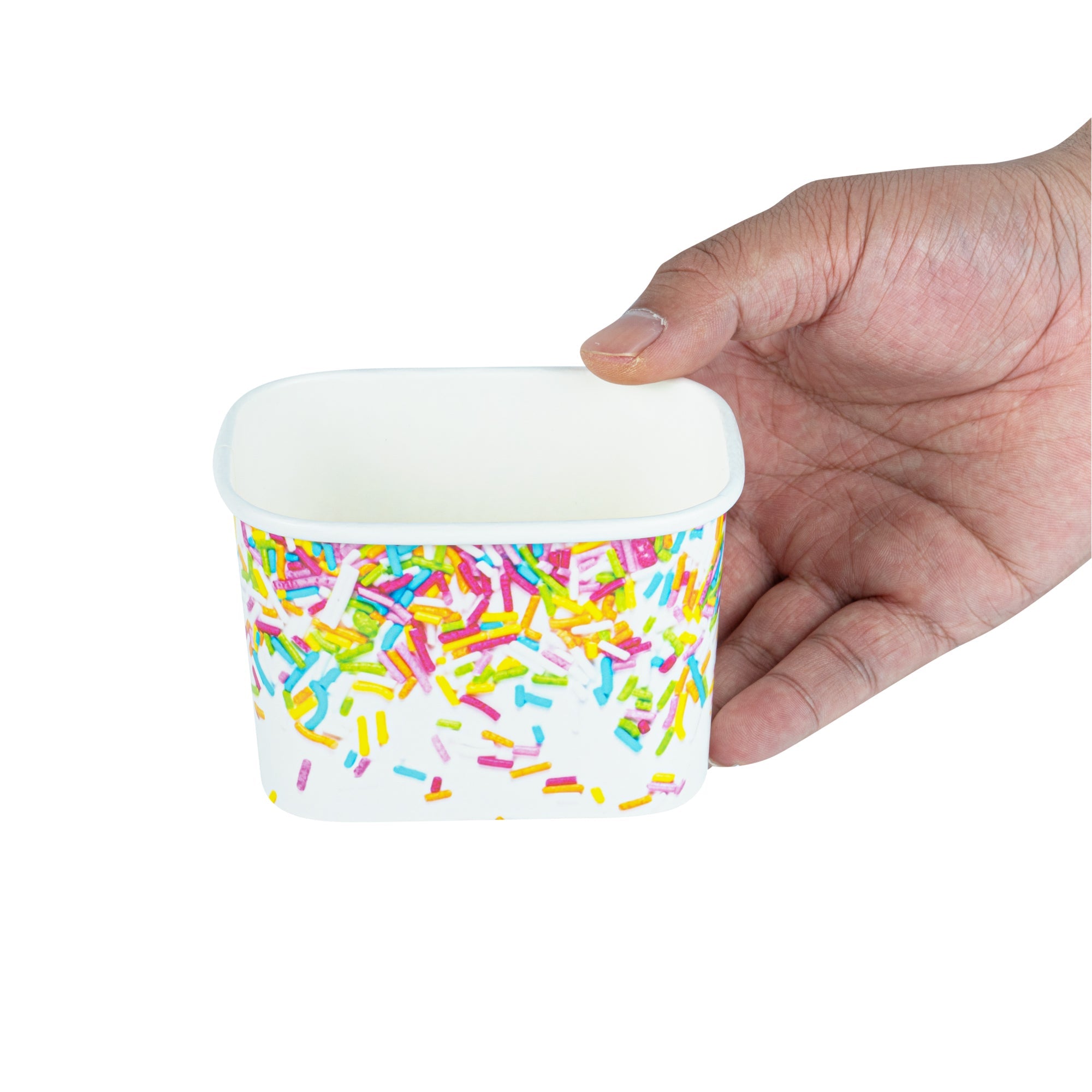 Coppetta 12 oz Square Paper To Go Cup - with Party Sprinkles - 4 1/4" x 3 1/4" x 2 3/4" - 200 count box