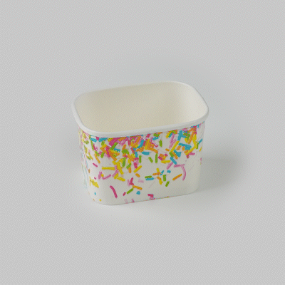 Coppetta 12 oz Square Paper To Go Cup - with Party Sprinkles - 4 1/4" x 3 1/4" x 2 3/4" - 200 count box