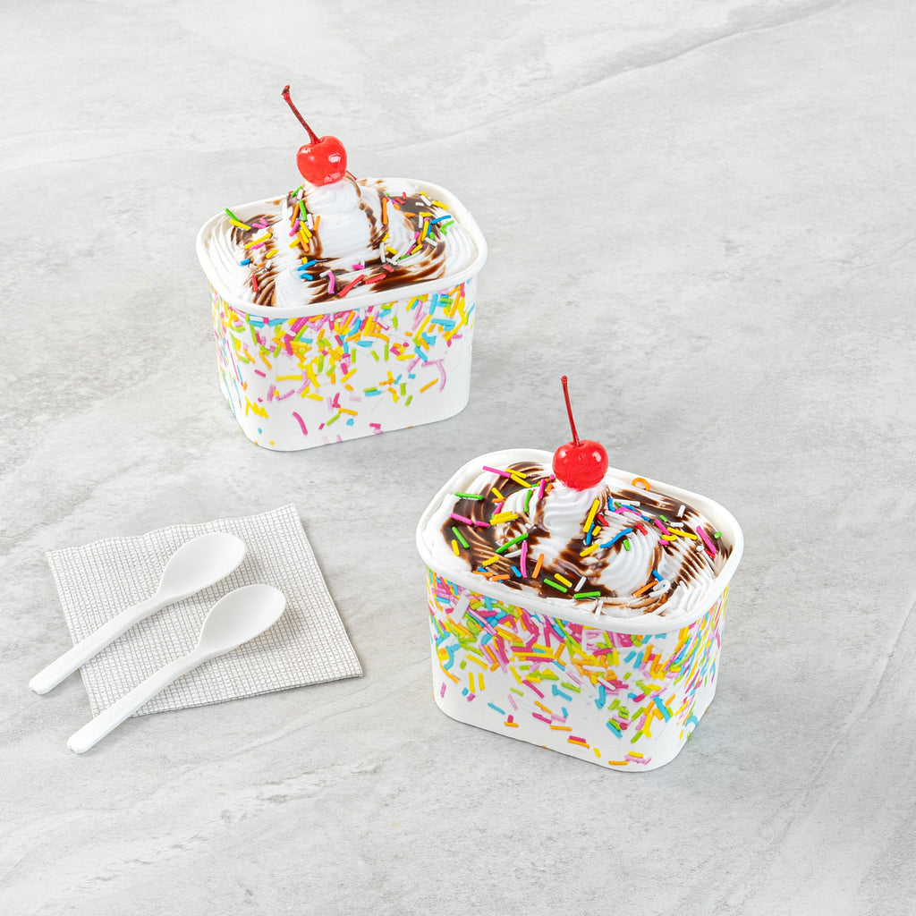 Coppetta 12 oz Square Paper To Go Cup - with Party Sprinkles - 4 1/4" x 3 1/4" x 2 3/4" - 200 count box