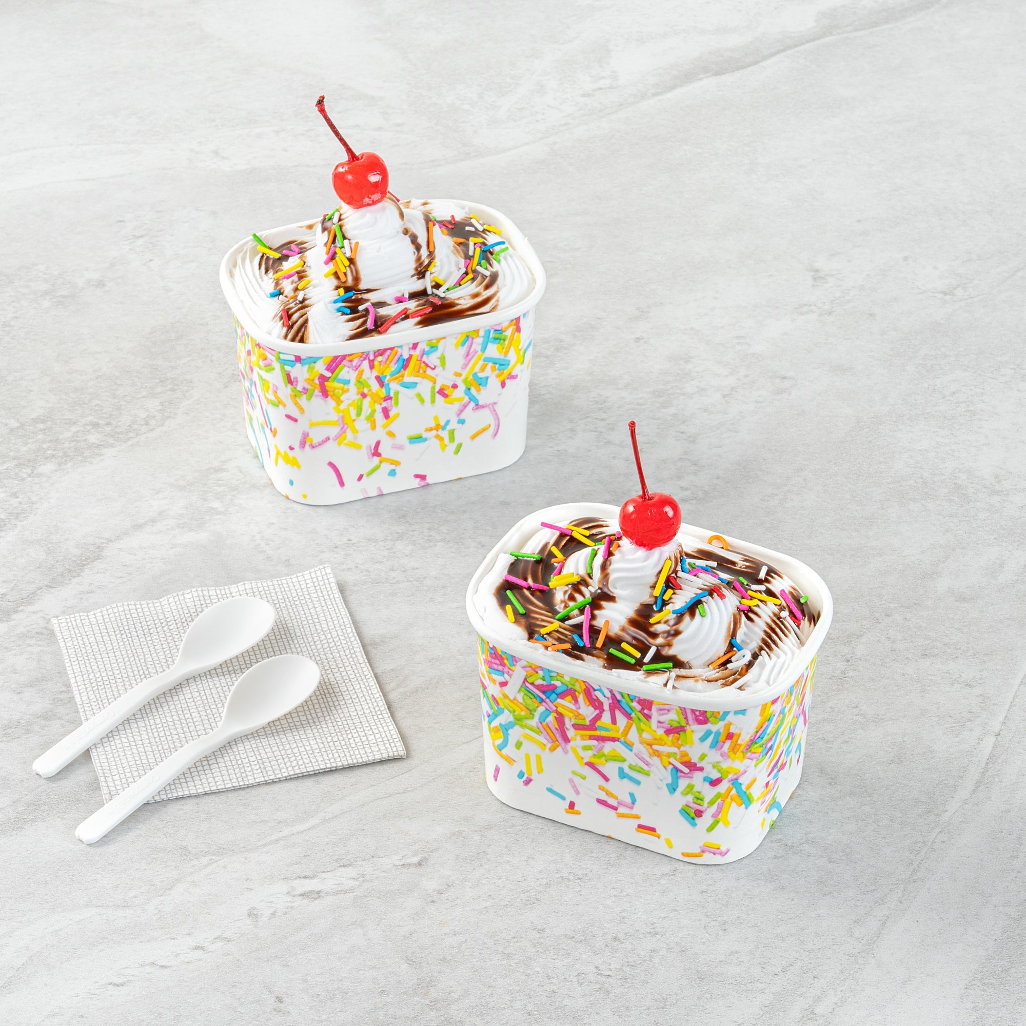 Coppetta 12 oz Square Paper To Go Cup - with Party Sprinkles - 4 1/4" x 3 1/4" x 2 3/4" - 200 count box