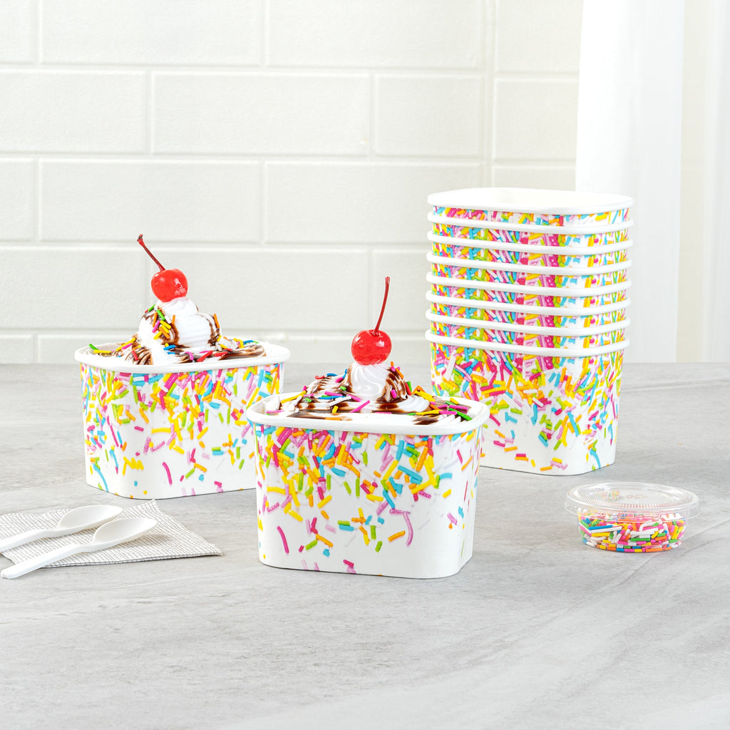 Coppetta 12 oz Square Paper To Go Cup - with Party Sprinkles - 4 1/4" x 3 1/4" x 2 3/4" - 200 count box