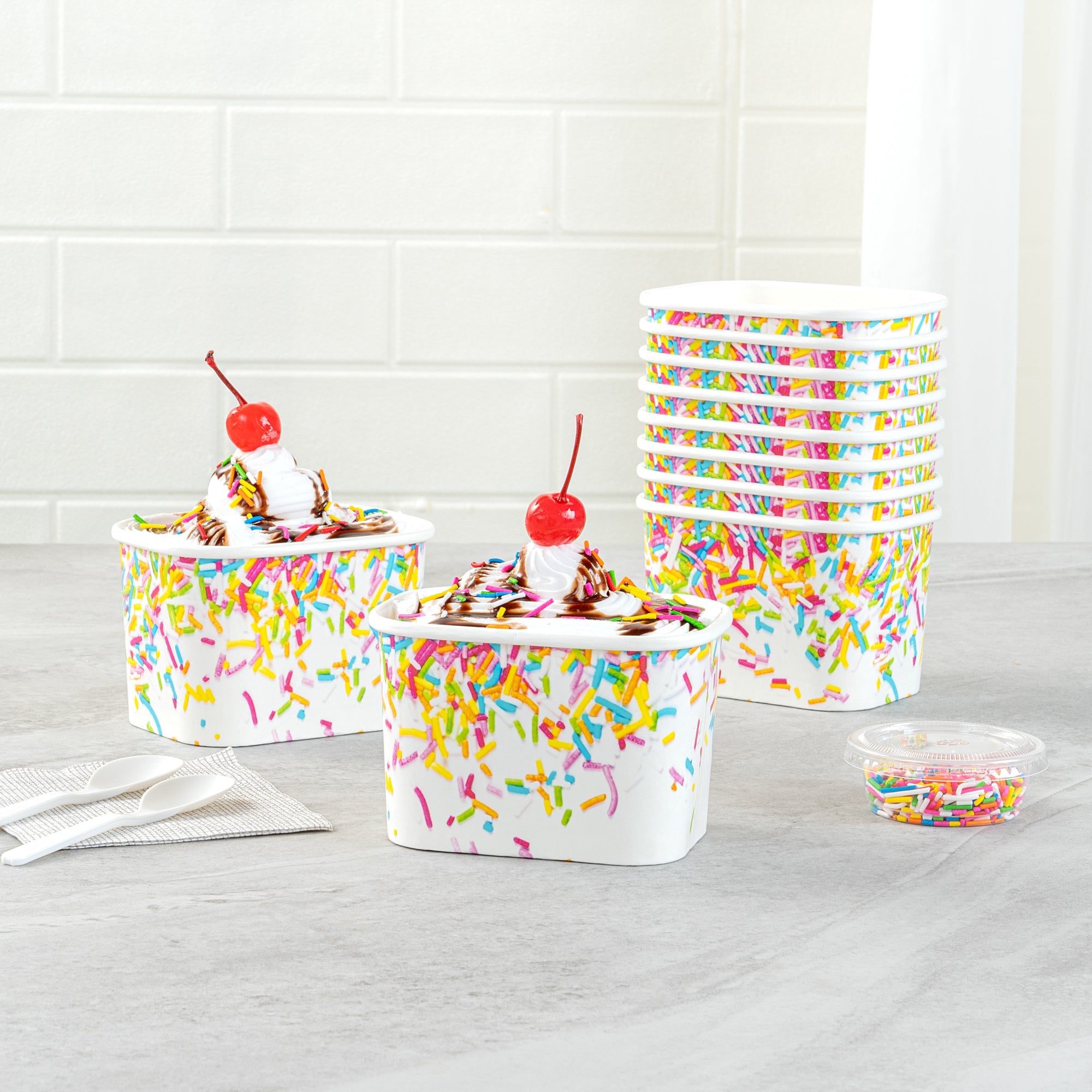 Coppetta 12 oz Square Paper To Go Cup - with Party Sprinkles - 4 1/4" x 3 1/4" x 2 3/4" - 200 count box