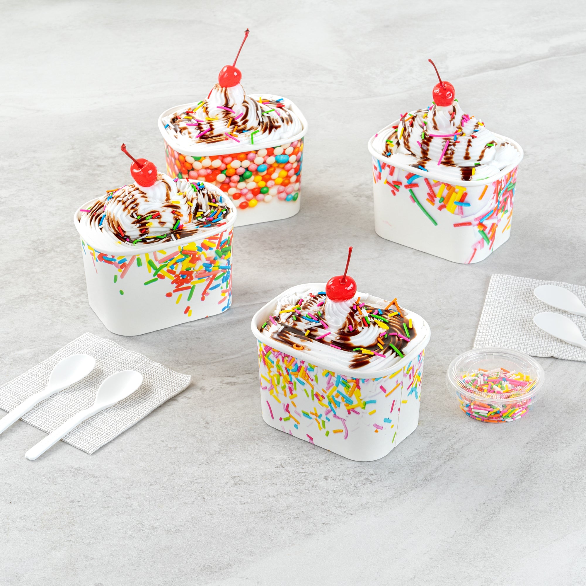Coppetta 12 oz Square Paper To Go Cup - with Party Sprinkles - 4 1/4" x 3 1/4" x 2 3/4" - 200 count box