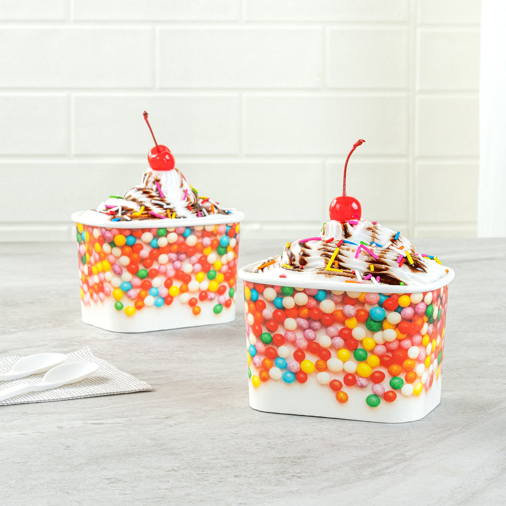 Coppetta 12 oz Square Paper To Go Cup - with Round Sprinkles - 4 1/4" x 3 1/4" x 2 3/4" - 200 count box