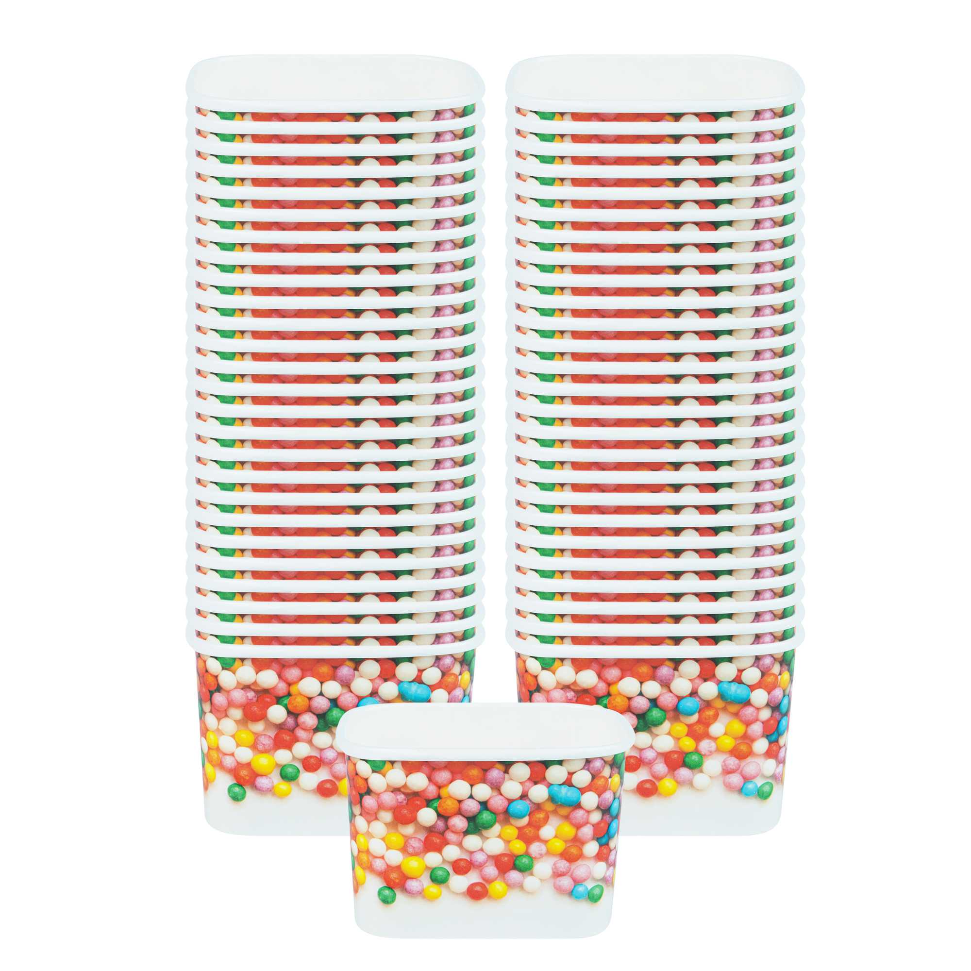 Coppetta 12 oz Square Paper To Go Cup - with Round Sprinkles - 4 1/4" x 3 1/4" x 2 3/4" - 50 count box
