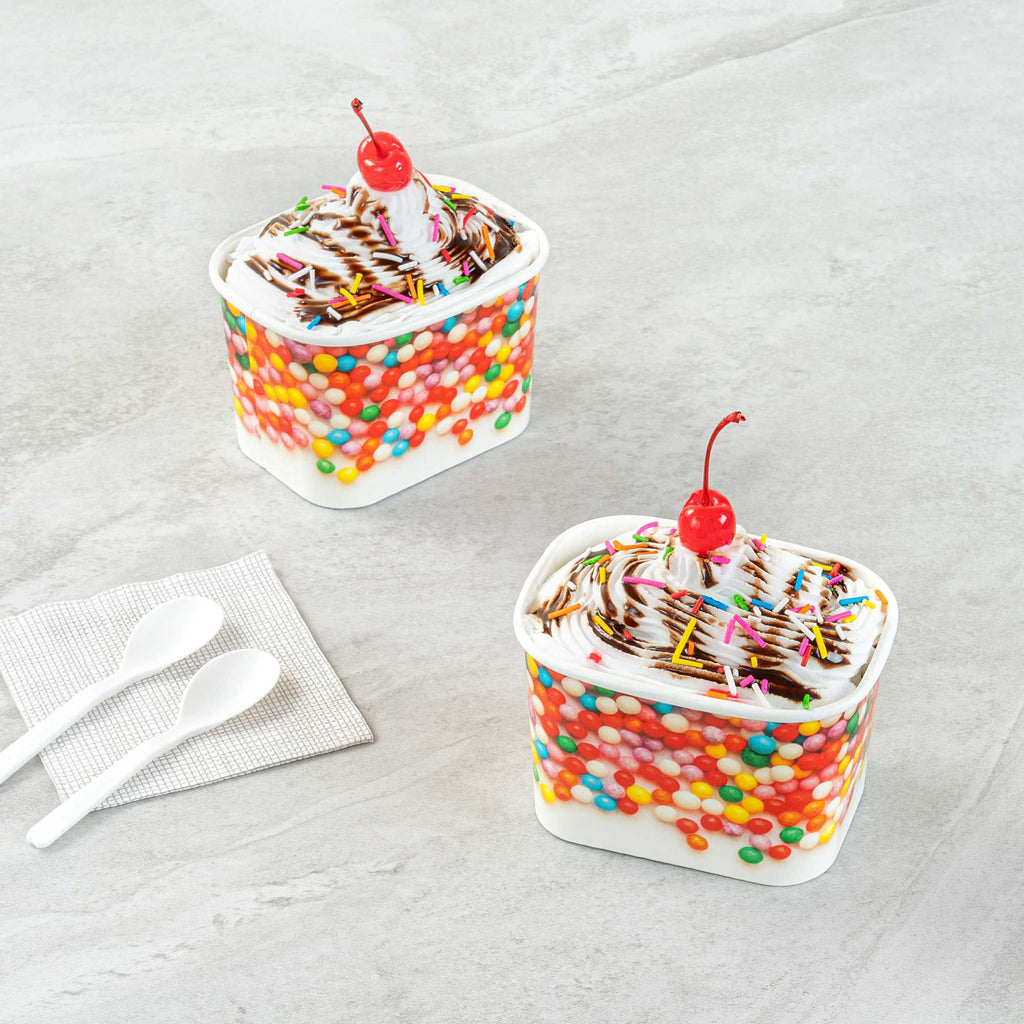 Coppetta 12 oz Square Paper To Go Cup - with Round Sprinkles - 4 1/4" x 3 1/4" x 2 3/4" - 50 count box
