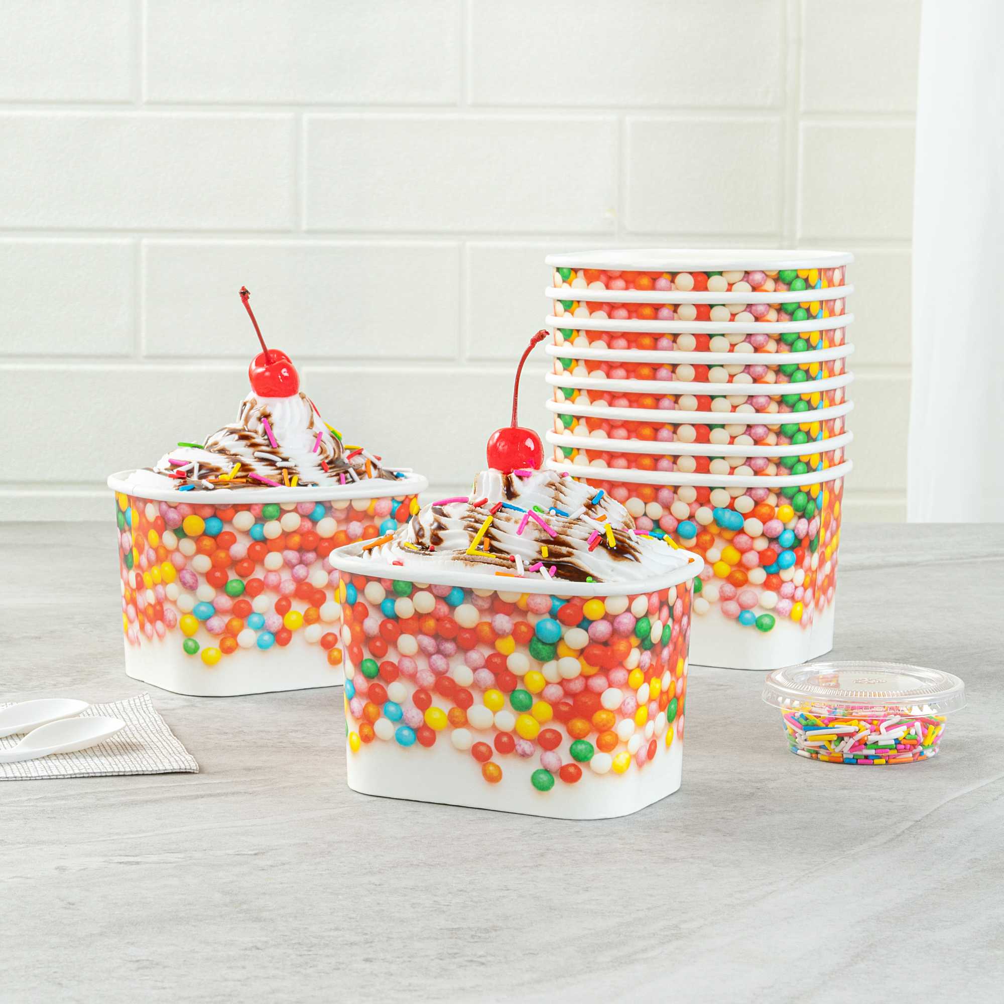 Coppetta 12 oz Square Paper To Go Cup - with Round Sprinkles - 4 1/4" x 3 1/4" x 2 3/4" - 50 count box