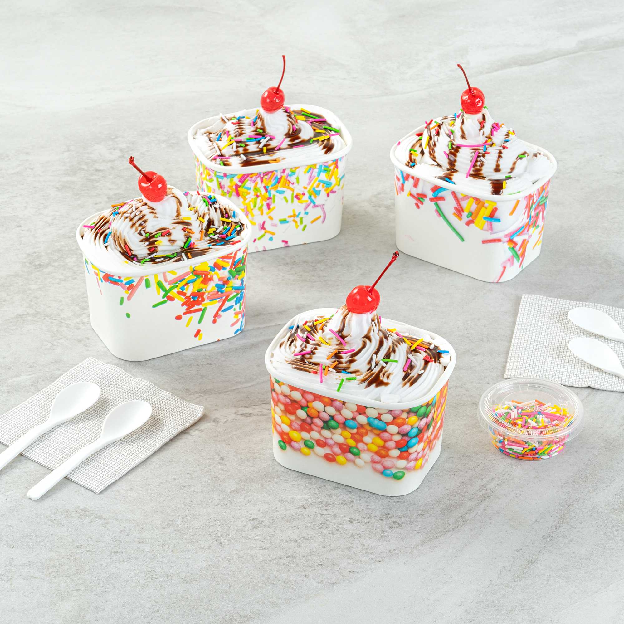 Coppetta 12 oz Square Paper To Go Cup - with Round Sprinkles - 4 1/4" x 3 1/4" x 2 3/4" - 50 count box