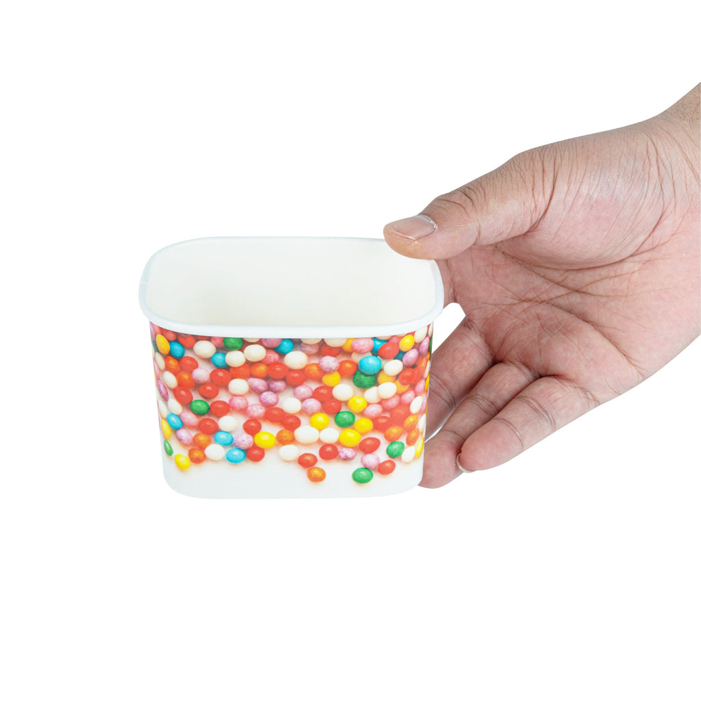 Coppetta 12 oz Square Paper To Go Cup - with Round Sprinkles - 4 1/4" x 3 1/4" x 2 3/4" - 200 count box