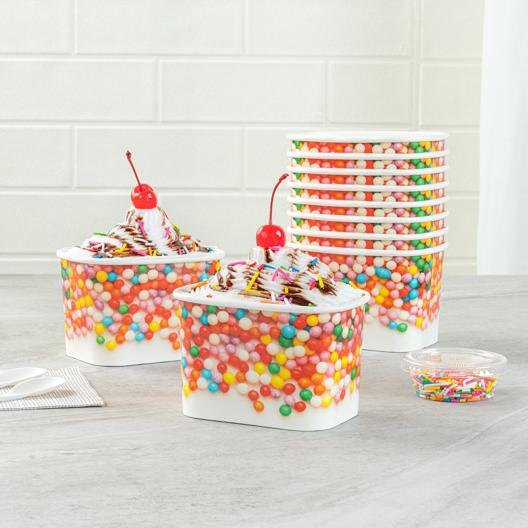 Coppetta 12 oz Square Paper To Go Cup - with Round Sprinkles - 4 1/4" x 3 1/4" x 2 3/4" - 200 count box
