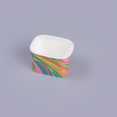 Coppetta 12 oz Square Psychedelic Sunrise Paper To Go Cup - 4 1/4" x 3 1/4" x 2 3/4" - 50 count box