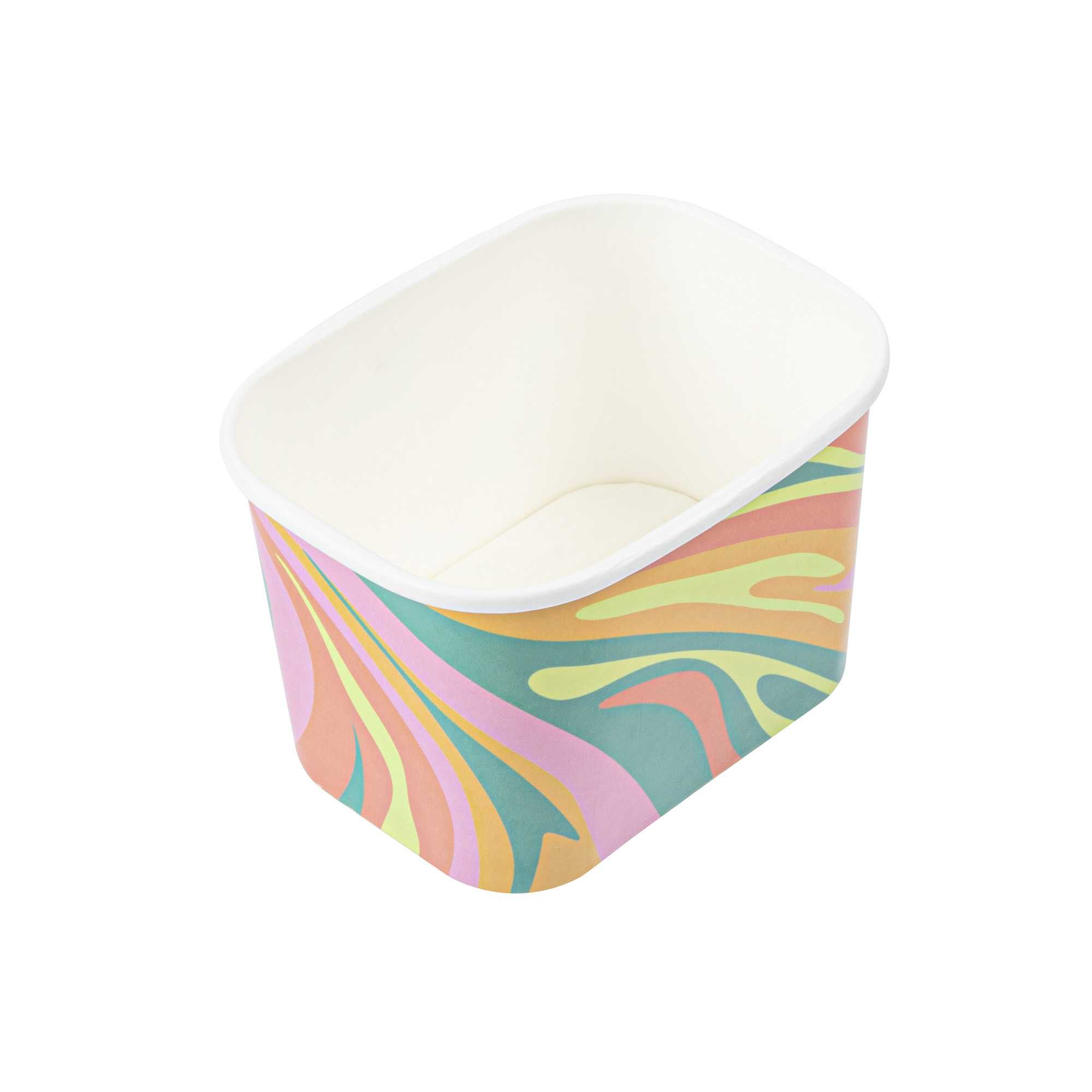 Coppetta 12 oz Square Psychedelic Sunrise Paper To Go Cup - 4 1/4" x 3 1/4" x 2 3/4" - 50 count box