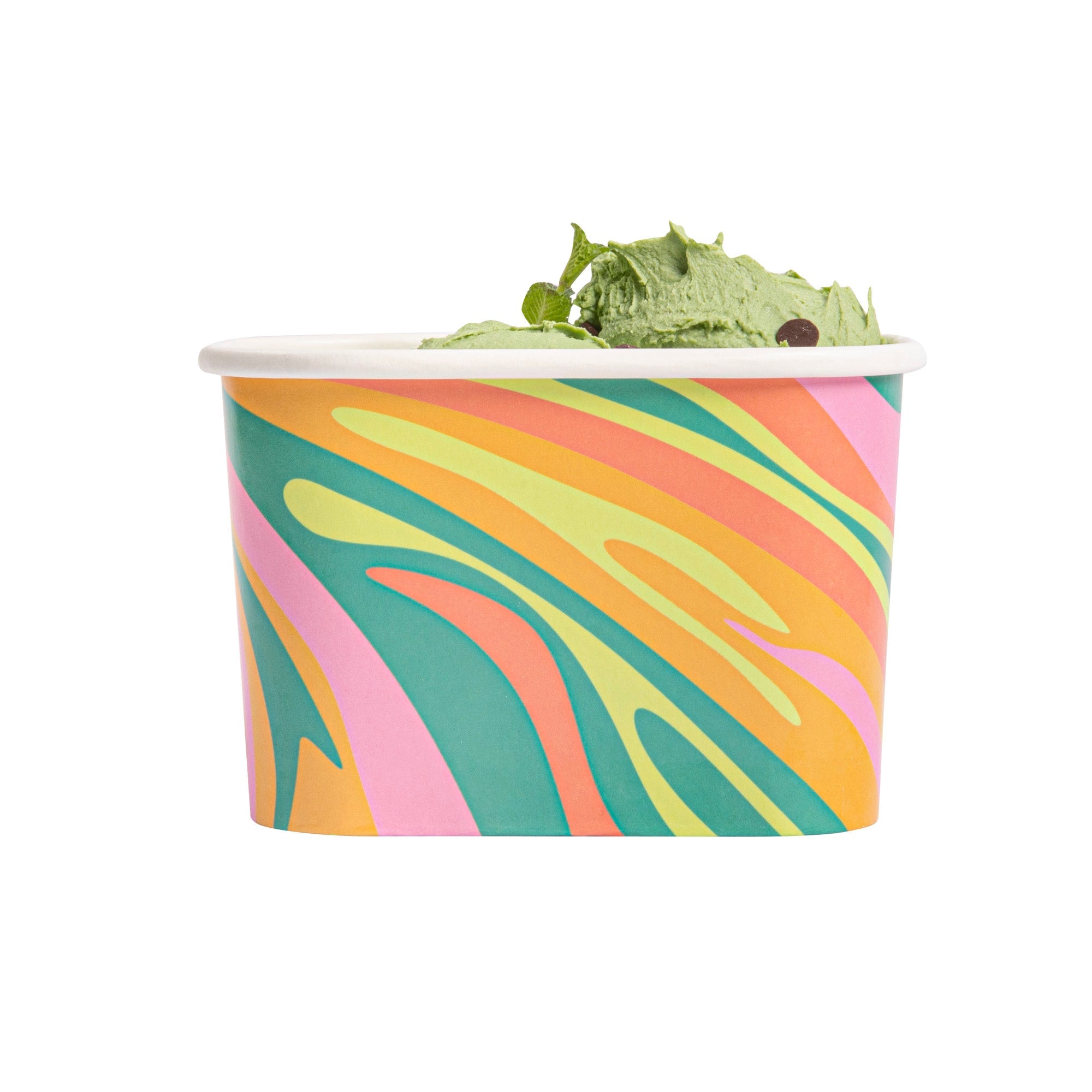 Coppetta 12 oz Square Psychedelic Sunrise Paper To Go Cup - 4 1/4" x 3 1/4" x 2 3/4" - 200 count box