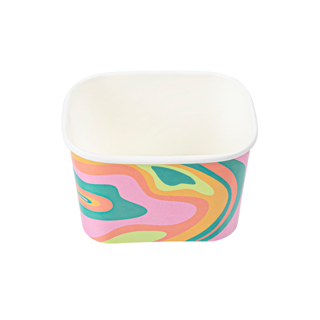 Coppetta 12 oz Square Psychedelic Sunrise Paper To Go Cup - 4 1/4" x 3 1/4" x 2 3/4" - 200 count box