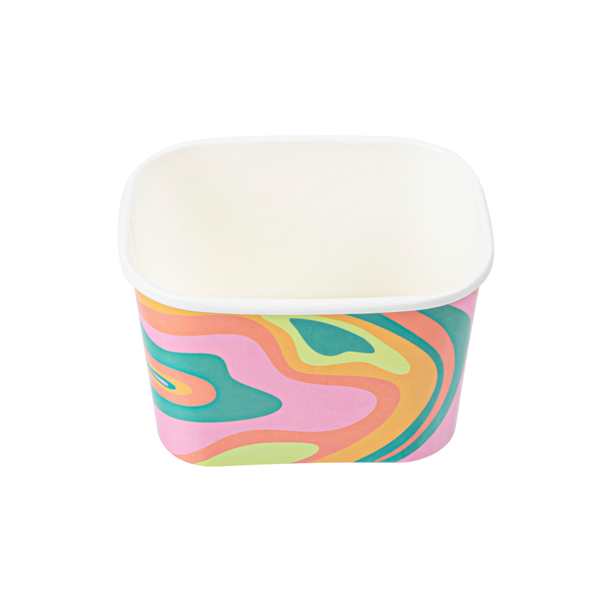Coppetta 12 oz Square Psychedelic Sunrise Paper To Go Cup - 4 1/4" x 3 1/4" x 2 3/4" - 200 count box