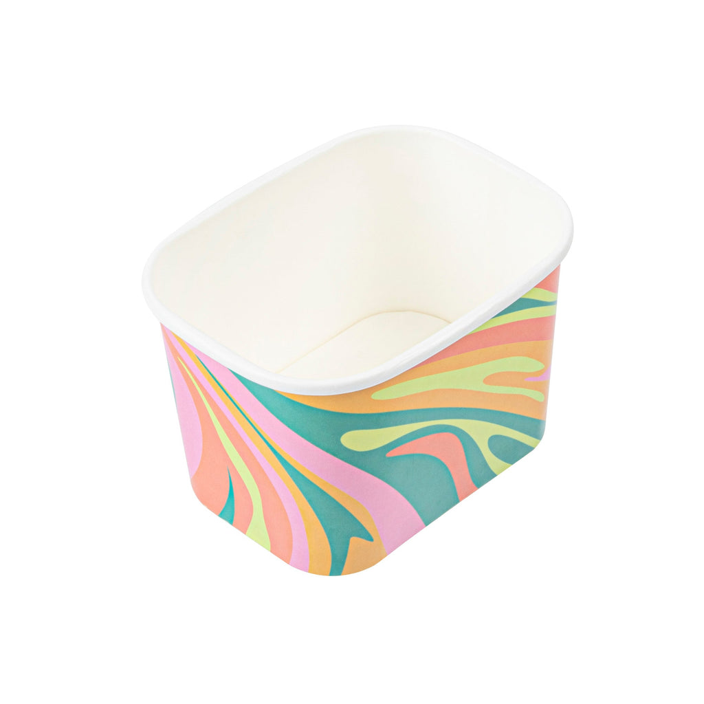 Coppetta 12 oz Square Psychedelic Sunrise Paper To Go Cup - 4 1/4" x 3 1/4" x 2 3/4" - 200 count box