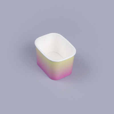 Coppetta 12 oz Square Orange And Blue Ombre Paper To Go Cup - 4 1/4" x 3 1/4" x 2 3/4" - 200 count box