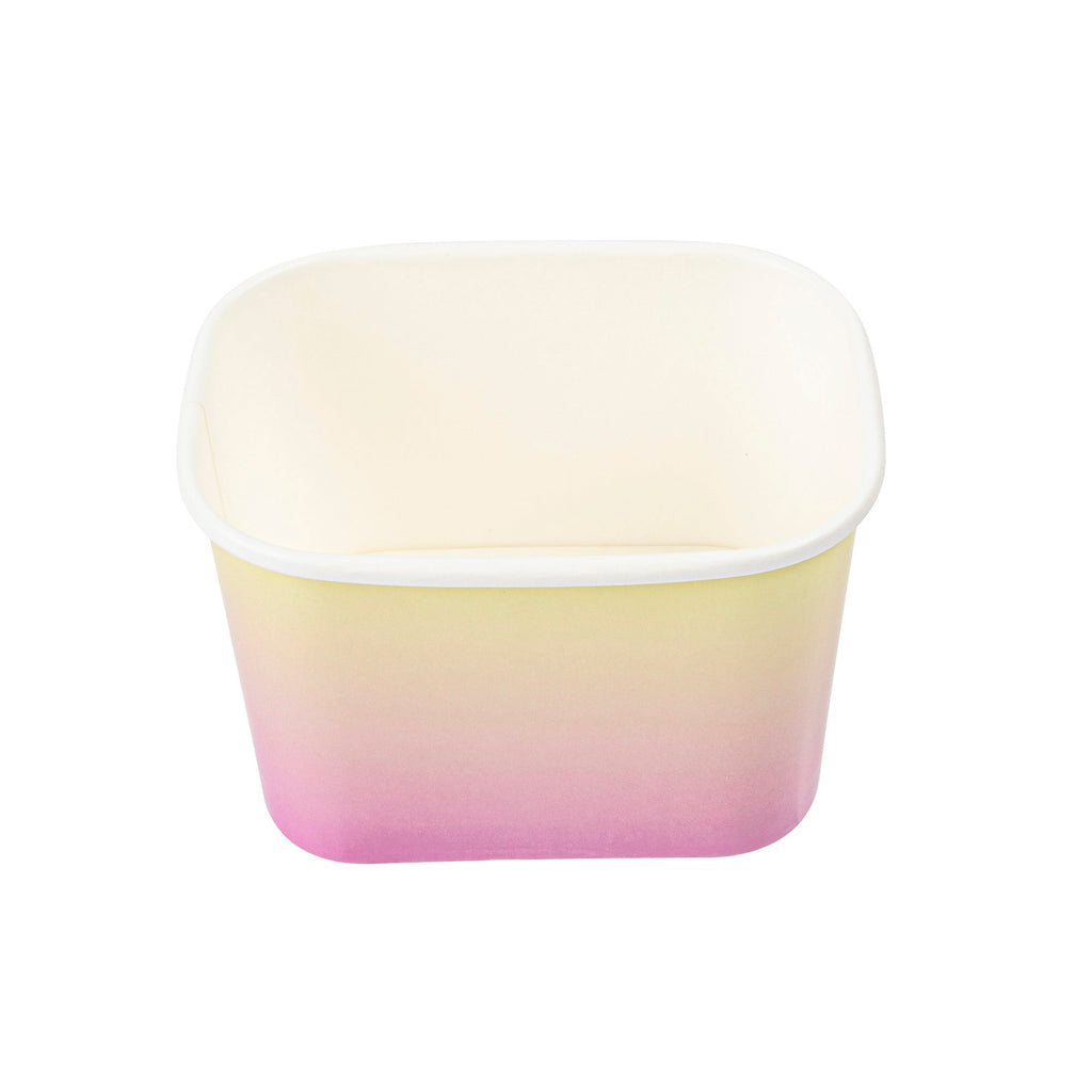 Coppetta 12 oz Square Orange And Blue Ombre Paper To Go Cup - 4 1/4" x 3 1/4" x 2 3/4" - 200 count box