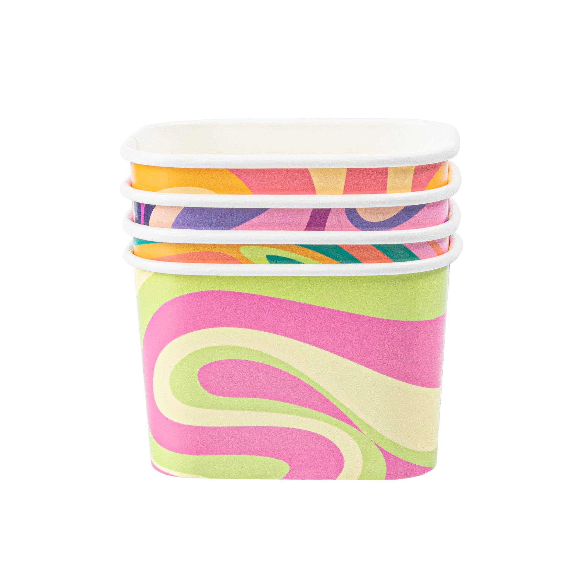 Coppetta 12 oz Square Assorted Groovy Paper To Go Cup - 4 1/4" x 3 1/4" x 2 3/4" - 200 count box