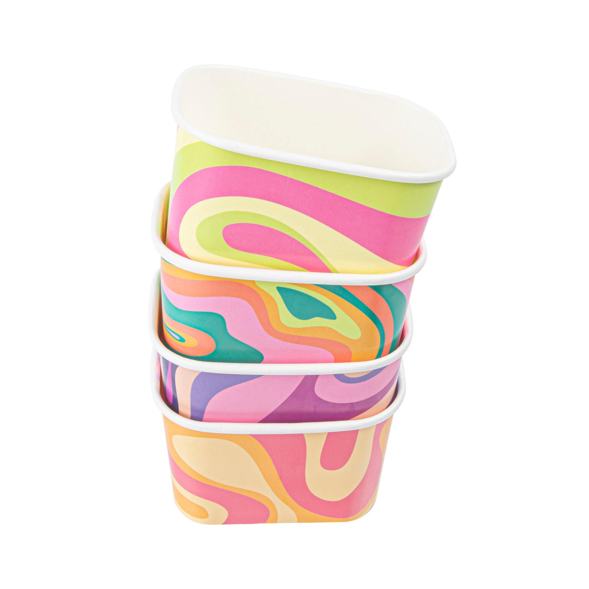 Coppetta 12 oz Square Assorted Groovy Paper To Go Cup - 4 1/4" x 3 1/4" x 2 3/4" - 200 count box