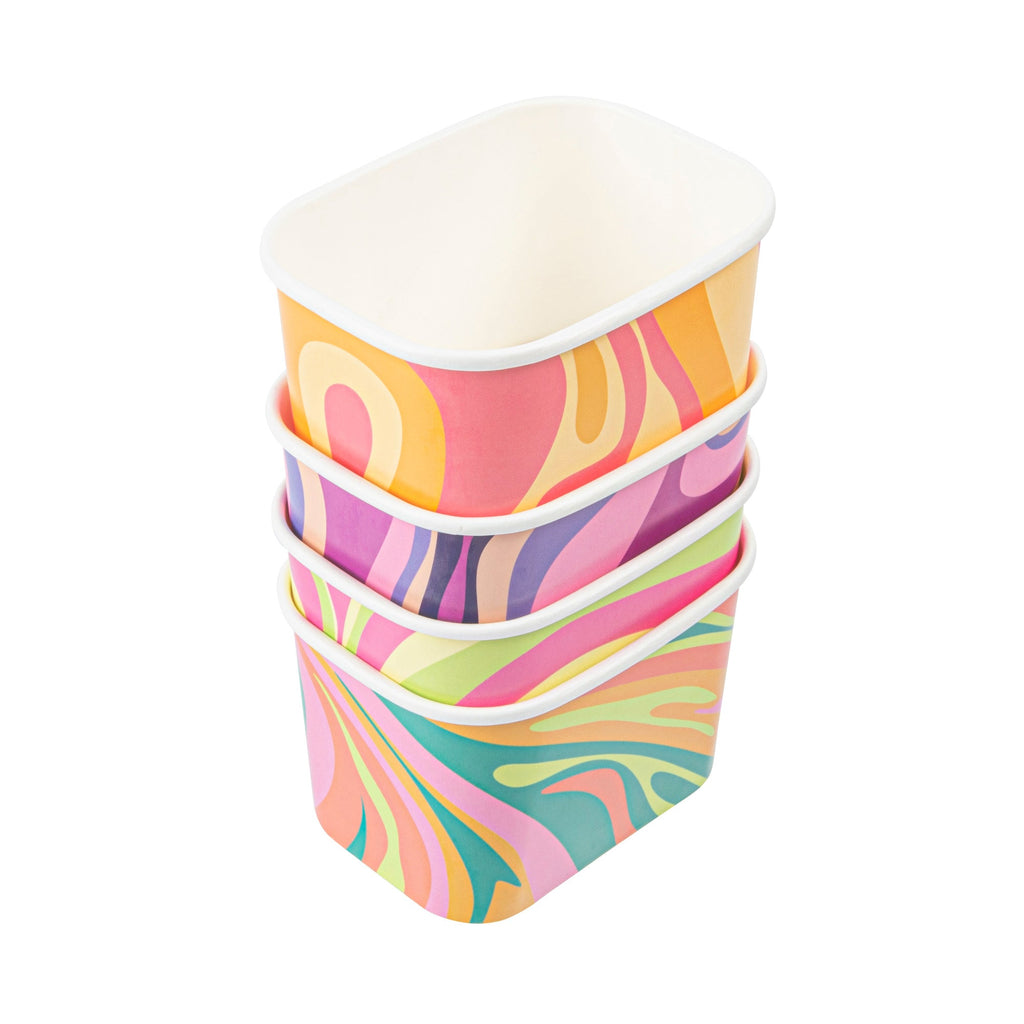 Coppetta 12 oz Square Assorted Groovy Paper To Go Cup - 4 1/4" x 3 1/4" x 2 3/4" - 200 count box