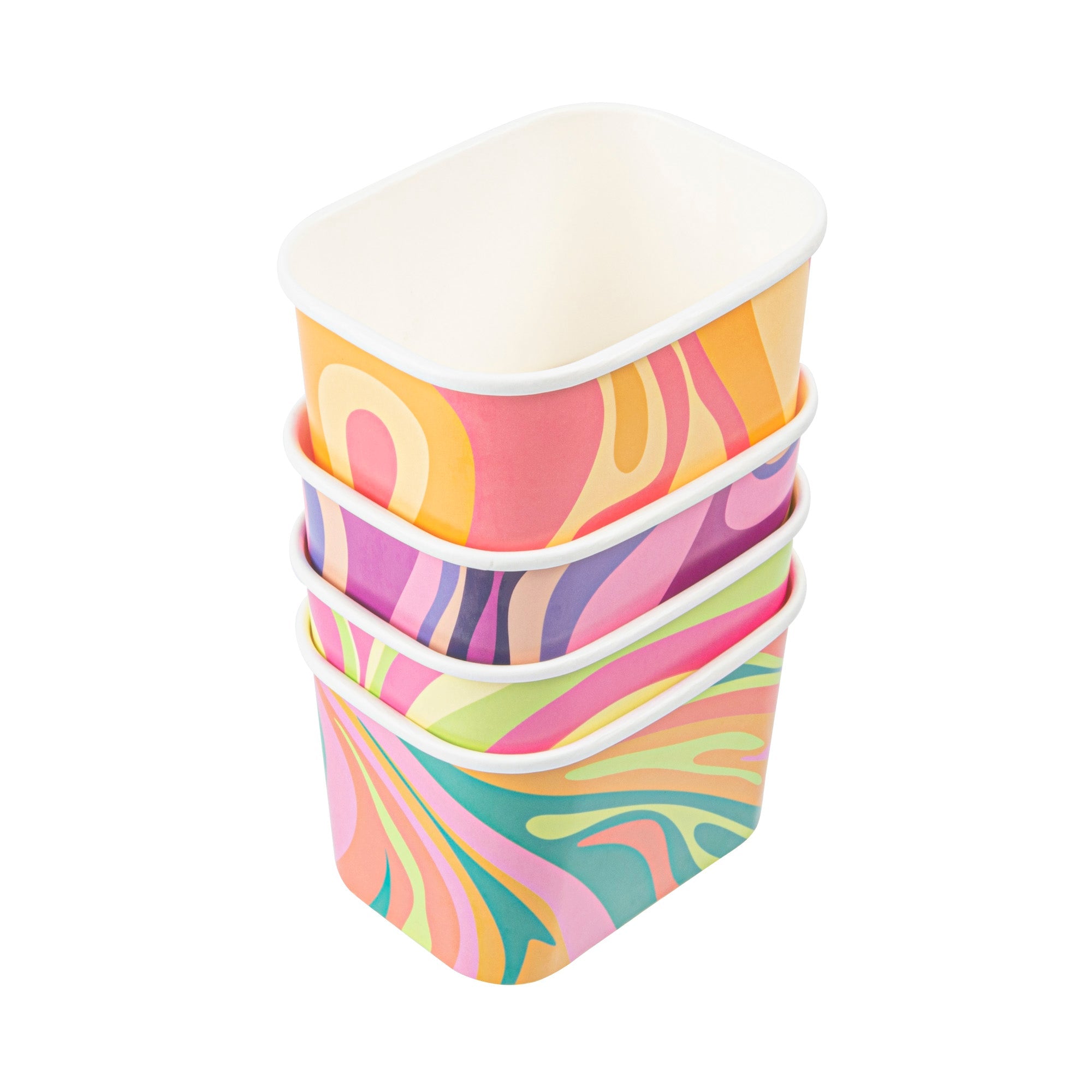 Coppetta 12 oz Square Assorted Groovy Paper To Go Cup - 4 1/4" x 3 1/4" x 2 3/4" - 200 count box
