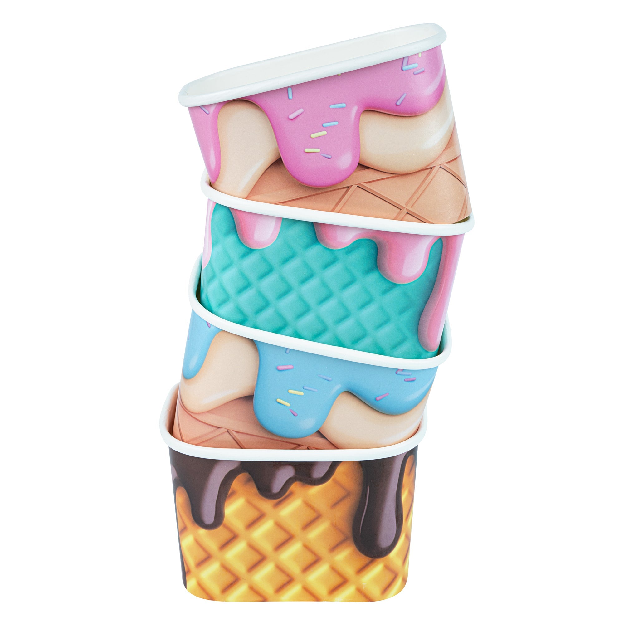 Coppetta 12 oz Square Assorted Cone Paper To Go Cup - 4 1/4" x 3 1/4" x 2 3/4" - 200 count box