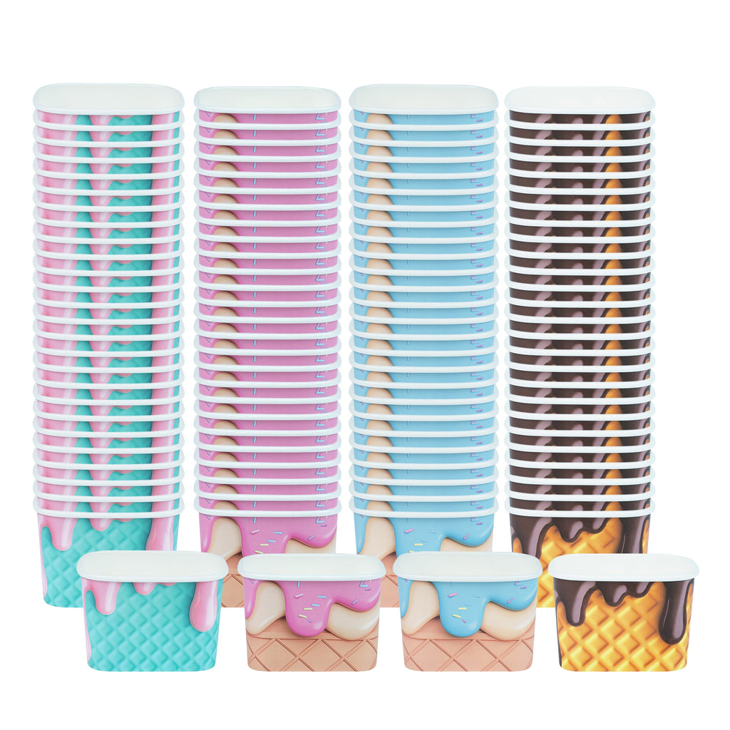 Coppetta 12 oz Square Assorted Cone Paper To Go Cup - 4 1/4" x 3 1/4" x 2 3/4" - 200 count box