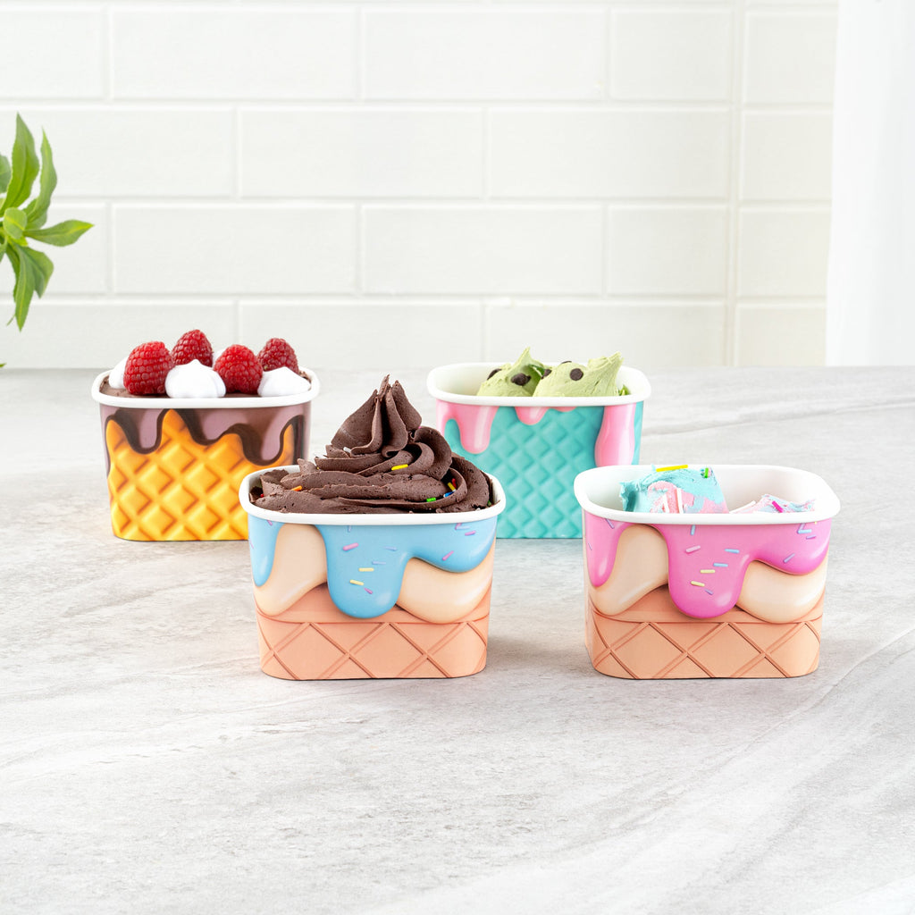 Coppetta 12 oz Square Assorted Cone Paper To Go Cup - 4 1/4" x 3 1/4" x 2 3/4" - 200 count box