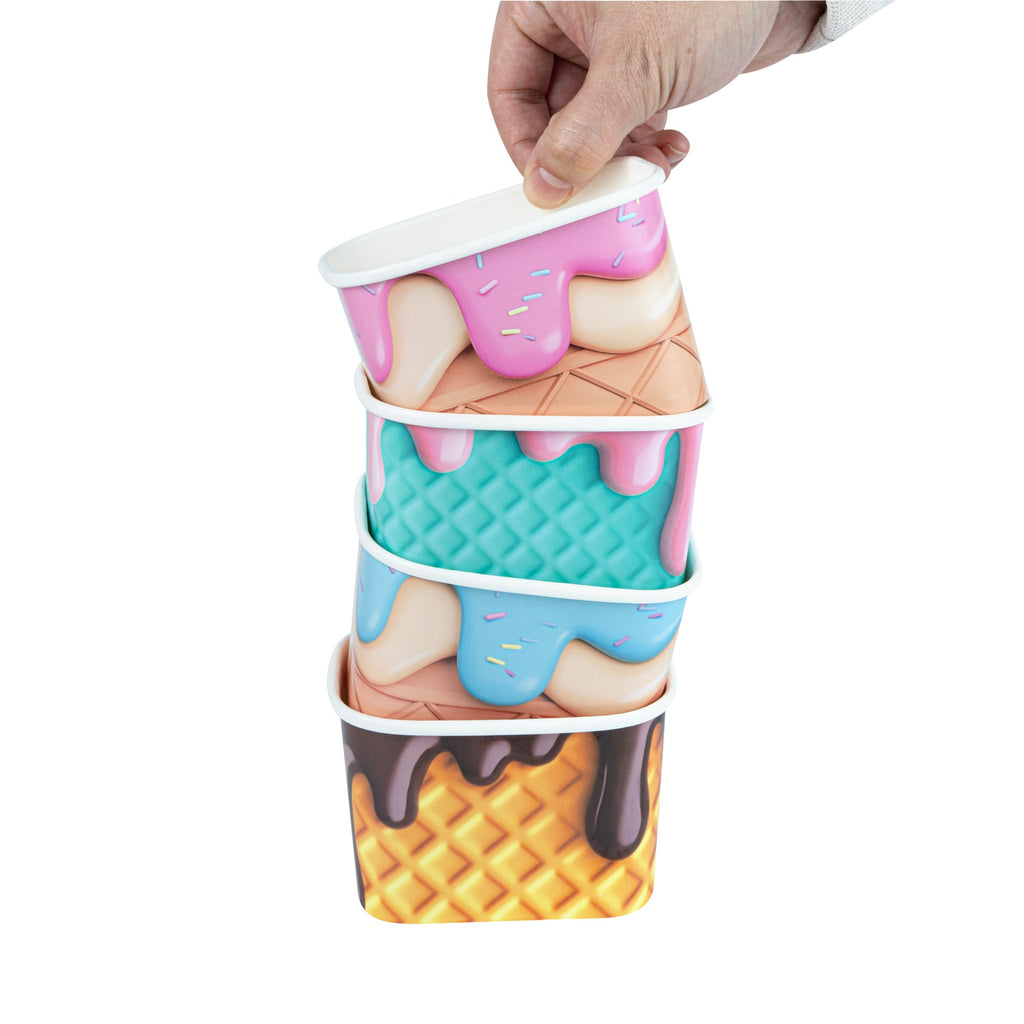 Coppetta 12 oz Square Assorted Cone Paper To Go Cup - 4 1/4" x 3 1/4" x 2 3/4" - 200 count box